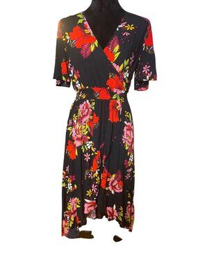 Kormei Womens Short Sleeve Floral Maxi Dress High Low V-Neck Flowy Party Dress